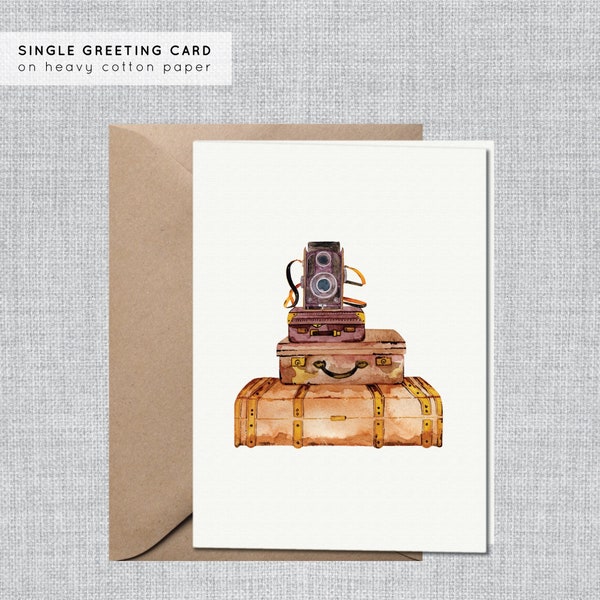 Vintage Camera Cards | Antique Camera Cards | Thinking of You Card Camera | Leather Suitcases Card | Blank Card Cameras | Bon Voyage Card