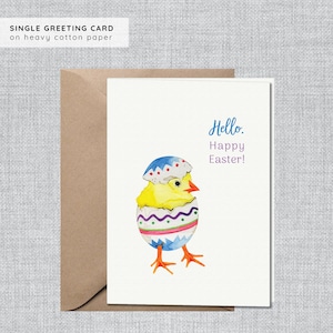 Tarjeta de Pascua con pollito amarillo / Tarjeta de Pascua ilustrativa / Tarjeta de Pascua ingeniosa / Primera tarjeta de Pascua para bebé / Linda tarjeta de Pascua impresa