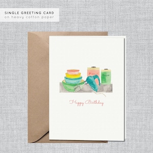 Tarjeta de cumpleaños retro pastel para hornear en la cocina para ella / Tarjeta de cumpleaños para la hermana / Tarjeta de cumpleaños para una amiga / Tarjeta de cumpleaños para la mamá / Tarjeta de cumpleaños para la abuela