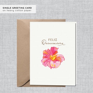 Minimalistische Quinceaña Karte | Blumen Quinceaña Karte | Moderne Quinceaña Karte | Rosa Quinceaña Karte | Geburtstagskarte Quinceañara