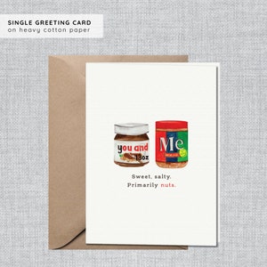 Aquarell Nutella & Erdnussbutter Karte | Witzige Bester Freund Karte | Lustige Freundschaftskarte | Schrullige Jubiläumskarte | Lustige Karte für Ihn