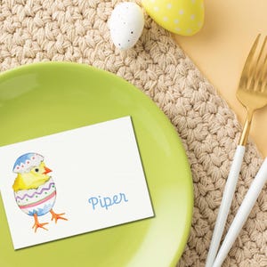 Watercolor Easter Place Cards: Baby Chick Design, Personalized Table Seating, Spring Decor