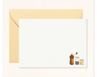 Handmade Watercolor Kitchen Cotton Note Cards: Salt, Pepper and Spices Gift Stationery Set of 10