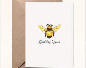Birthday Card Queen Bee | Birthday Card Bumble Bee | Birthday Card Mom | Birthday Card Friend | Birthday Card Sister | Honey Bee Card