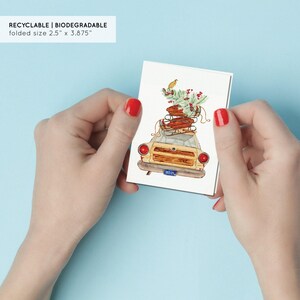 Stationwagen kerstcadeaulabel | Milieuvriendelijk cadeaulabel | Cadeaukaartje voor de feestdagen | Bijsluiter cadeau | Minikaart als cadeau | Kleine kaart als cadeau