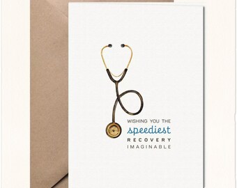 Simple Get Well Soon Card | Stethoscope Get Well Card | Feel Better Soon Card | Minimalist Get Well Soon Card | Speedy Recovery Card