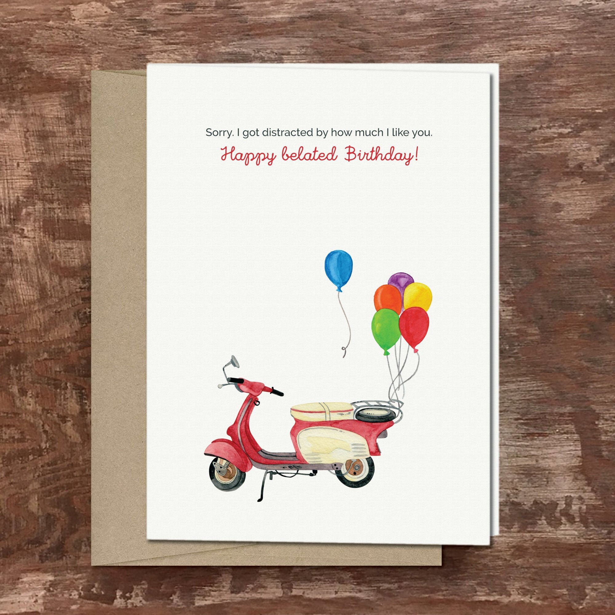 Späte Geburtstag Vespa Geburtstagskarte Scooter Karte Süße Etsy