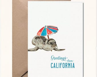 Greetings From California Card | Seal Lovers Card | California Traveler Card | CA Seal Card | I Love California | State of California
