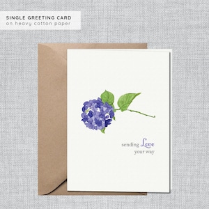 Hydrangea Thinking of You | Hydrangea Sympathy Card | Floral Condolence Card | Hydrangea Get Well Soon Card | Hydrangeas Feel Better Soon