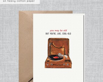 Birthday Card Record Player | Birthday Card Turntable | Birthday Card Vinyl | Over the Hill Card | Birthday Card Husband | Birthday Card Dad