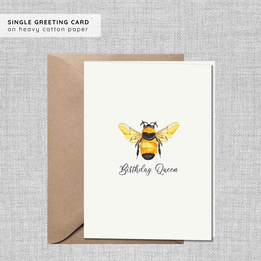 Birthday Card Queen Bee | Birthday Card Bumble Bee | Birthday Card Mom ...