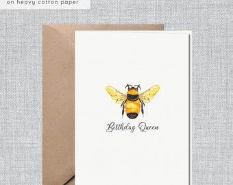 Birthday Card Queen Bee | Birthday Card Bumble Bee | Birthday Card Mom | Birthday Card Friend | Birthday Card Sister | Honey Bee Card