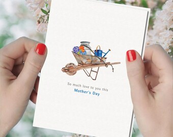 Watercolor Floral Mother’s Day Card: Handmade Cotton Cards, Gardening Design, Happy Mother’s Day Greeting