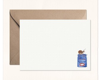 Handmade Watercolor Snail Mail Cotton Note Cards: Paper Lover Gift Stationery Set of 10
