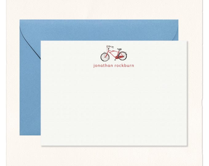 Personalized Stationery Set: Watercolor Bicycle Design, Custom Thank You Notecards, Bicycling Gift