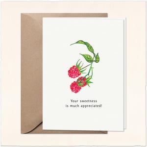Watercolor Raspberries Thank You Card: Minimalist Raspberry Design, Gratitude Greeting