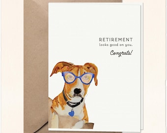 Watercolor Dogs Retiring Card | Greeting Card Retire | Funny Retirement Congrats Card | Retirement Card for Her | Retirement Card for Him