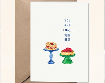 Handmade Card Best Friend Gift: Watercolor Pastries Design, Friends Thank You Cards, Artful Thank You Card, French Aesthetic Illustration