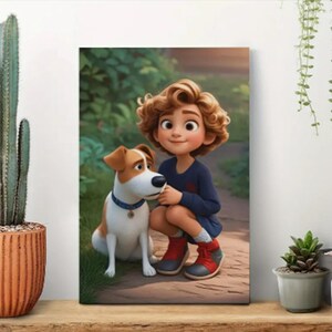 Framed Pixar Style Cartoon Portrait, Custom Family Portrait, Personalized Gift, Digital Cartoon Drawing, Couple Portrait Custom Illustration