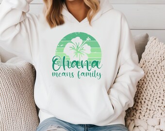 Sudadera con capucha de isla hawaiana, Ohana, playa, camiseta, verano, moda, tops, camisa, familia, vacaciones, sudadera con capucha