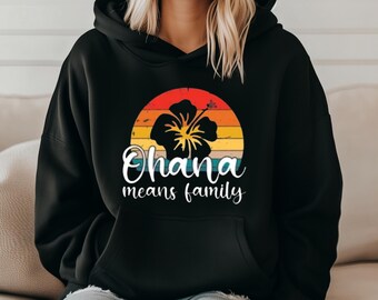 Sudadera con capucha de isla hawaiana, Ohana, playa, camiseta, verano, moda, tops, camisa, familia, vacaciones, sudadera con capucha