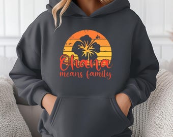 Sudadera con capucha de isla hawaiana, Ohana, playa, camiseta, verano, moda, tops, camisa, familia, vacaciones, sudadera con capucha