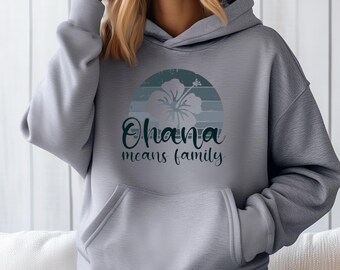 Sudadera con capucha de isla hawaiana, Ohana, playa, camiseta, verano, moda, tops, camisa, familia, vacaciones, sudadera con capucha
