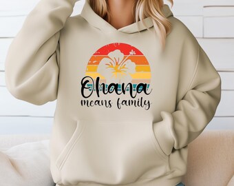 Sudadera con capucha de isla hawaiana, Ohana, playa, camiseta, verano, moda, tops, camisa, familia, vacaciones, sudadera con capucha