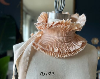 Nude Neck ruff/ More colors/Pleated Collar/Designer Ruffle/Ruffle/Ruffle collar/ Ruffled Fashion/Ruffled shirt/ Victorian style