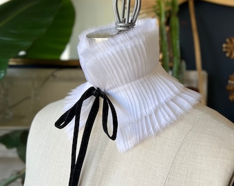 Cuello con volantes desmontables de organza de seda/Cuello alto/Cuello desmontable/Volante/Corsé de cuello/Volante victoriano/Collar