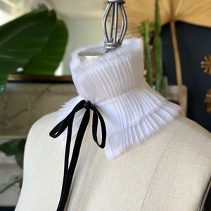 SILK COLLAR/Silk Organza Detachable Ruffle Collar/Pleated Collar/High collar/Detachable collar//Neck ruff/ Neck corset/Victorian collar ruff