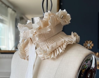 Ivory Victorian collar /High collar/Pleated collar/ Neck corset/ Neck ruff/