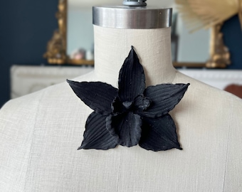 Black Orchid  BROOCH/ Sensual Orchid/Orchid Brooch/Luxury gift/.Couture Orchid brooch/Bridal couture/