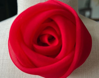 Red rose /ROSE BROOCH/ Silk rose/Haut couture/Pink Rose / marinaasta