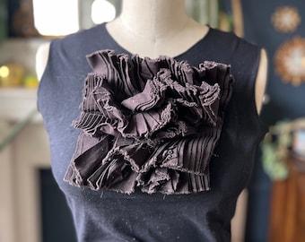 Ruffled top / black cotton top/ black tank top/Ruffled top/