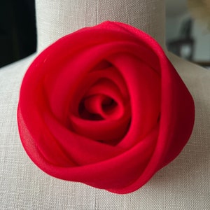 Red rose /ROSE BROOCH/ Silk rose/Haut couture/Pink Rose / marinaasta image 1