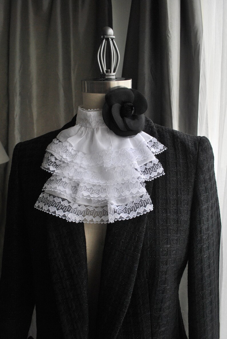 Fashion Jabot/lace Jabot/ French Ascot/ High Neck Blouse/white Etsy