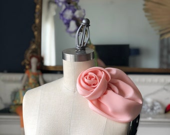 Pink ROSE BROOCH /Silk rose/Haut couture/Luxe silk/Silk flower/ marinaasta