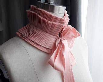 DUSTY Pink Neck Ruff/Pleated Collar/Detachable Ruffle Collar/Ruffle scarf/Ruffle collar/ Ruffled Fashion/Bohemian collar/ rusteam