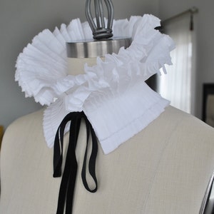 High Collar/Ruffle Detachable Collar/White collar /Black and White/French collar/White shirt/White wedding/White accessories image 6