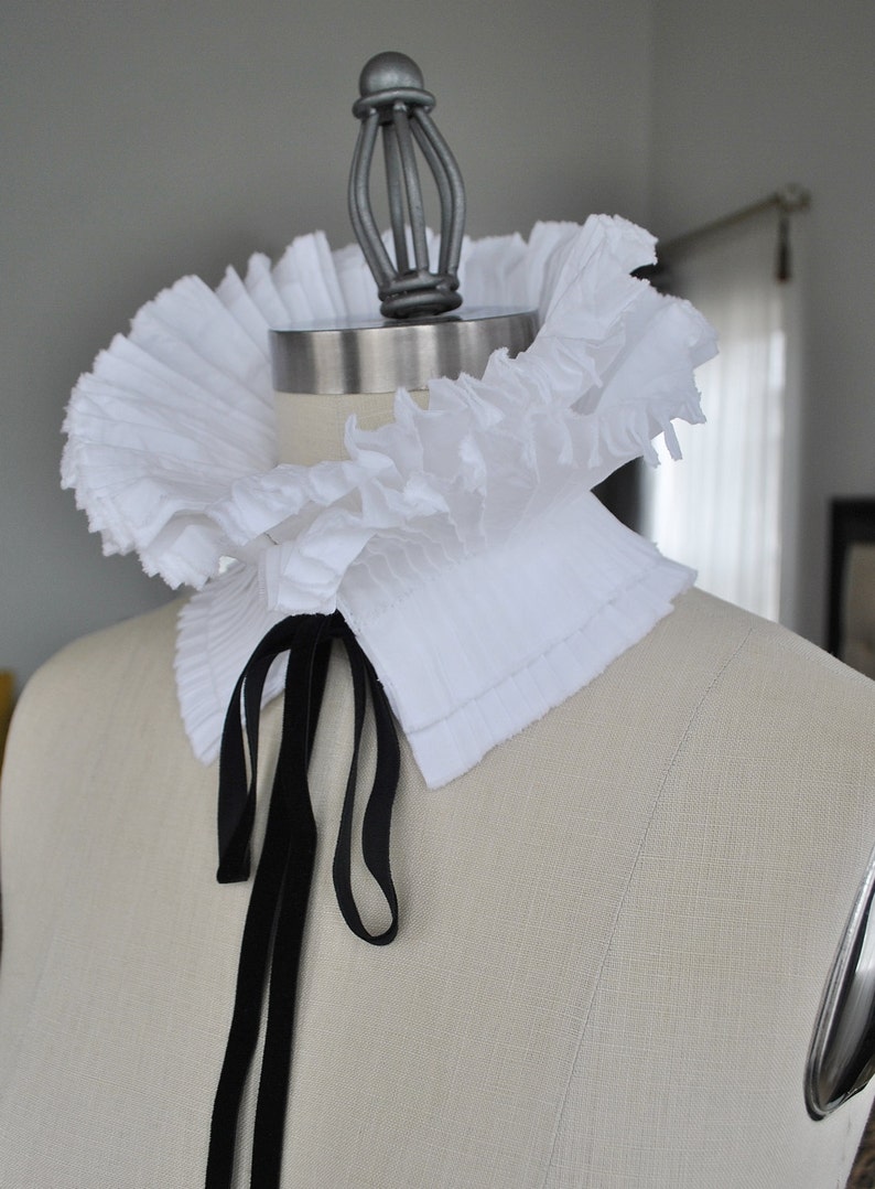 High Collar/Ruffle Detachable Collar/White collar /Black and White/French collar/White shirt/White wedding/White accessories image 6