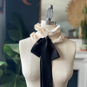 Ruffled Collar with Silk Ties/Multi use/Black collar/Pleated Collar/Ruffle waist/Couture collar/Ruffled choker/Plisse collier/フリル襟 image 9