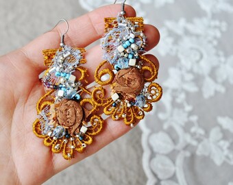 Venice Sunset -Bohemian Hand Beaded Earrings/Lightweight romantic earrings