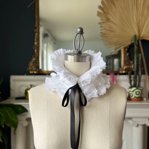 RUFFLE COLLAR/High collar/Detachable collar/Black and White/Neck piece/High end ruffle/Neck cover/unique items etsy