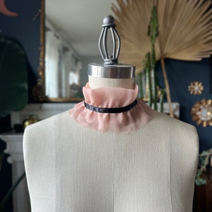 Dusty Pink SILK chiffon COLLAR RUFF ruffled choker collar/detachable collar/Silk choker/Couture neck/High neck/White collar/marinaasta image 5