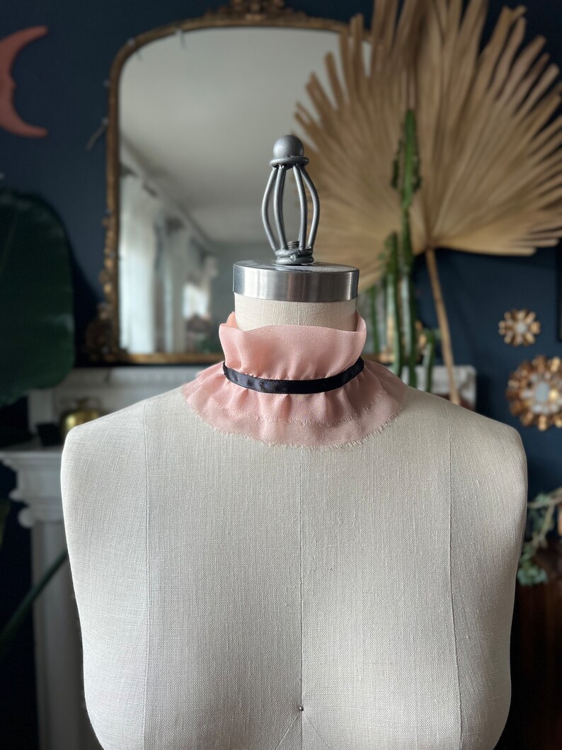 Dusty Pink SILK chiffon COLLAR RUFF ruffled choker collar/detachable collar/Silk choker/Couture neck/High neck/White collar/marinaasta image 5