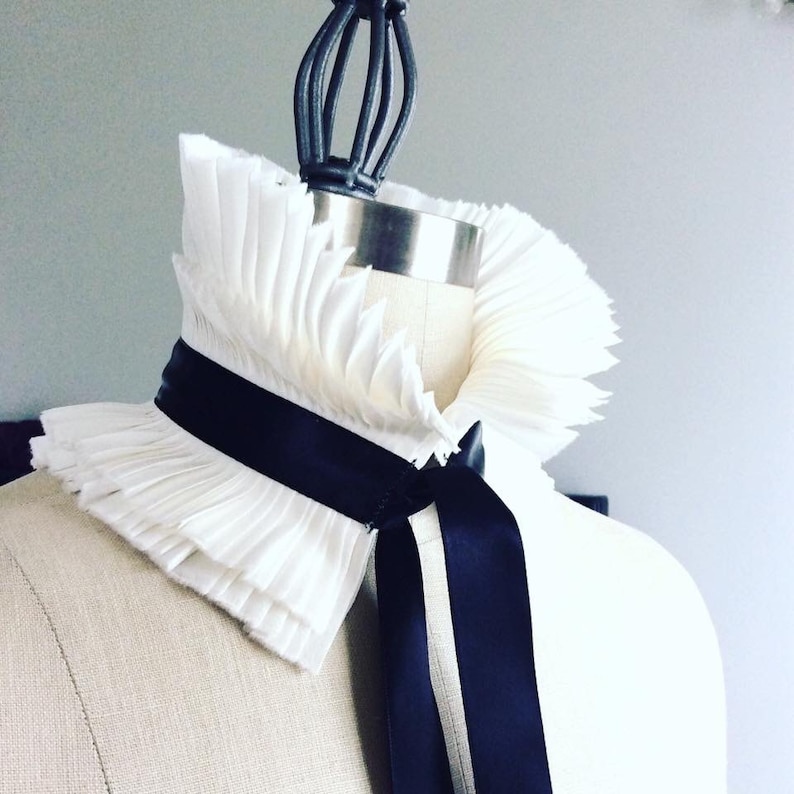 BLACK Detachable SILK Collar/ruffle Collar/pleated Collar/high Etsy