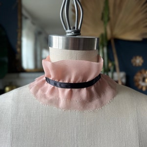 Dusty Pink SILK chiffon COLLAR RUFF ruffled choker collar/detachable collar/Silk choker/Couture neck/High neck/White collar/marinaasta image 2