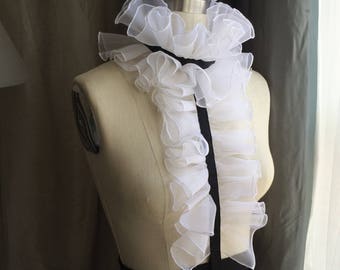 Silk Couture harness/3in 1/Detachable  collar/Organza jabot//luxe accessories/french designer/MarinaAsta/Organza ruffle/small black dress