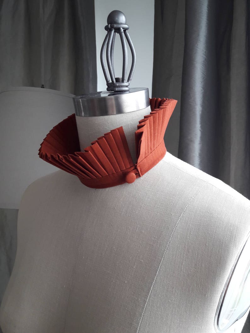 Black collar/ pleated collar/More colors/High collar/Shirt collar/Brick red/Neck detail/Couture collar/Neck ruffle/marinaasta zdjęcie 5